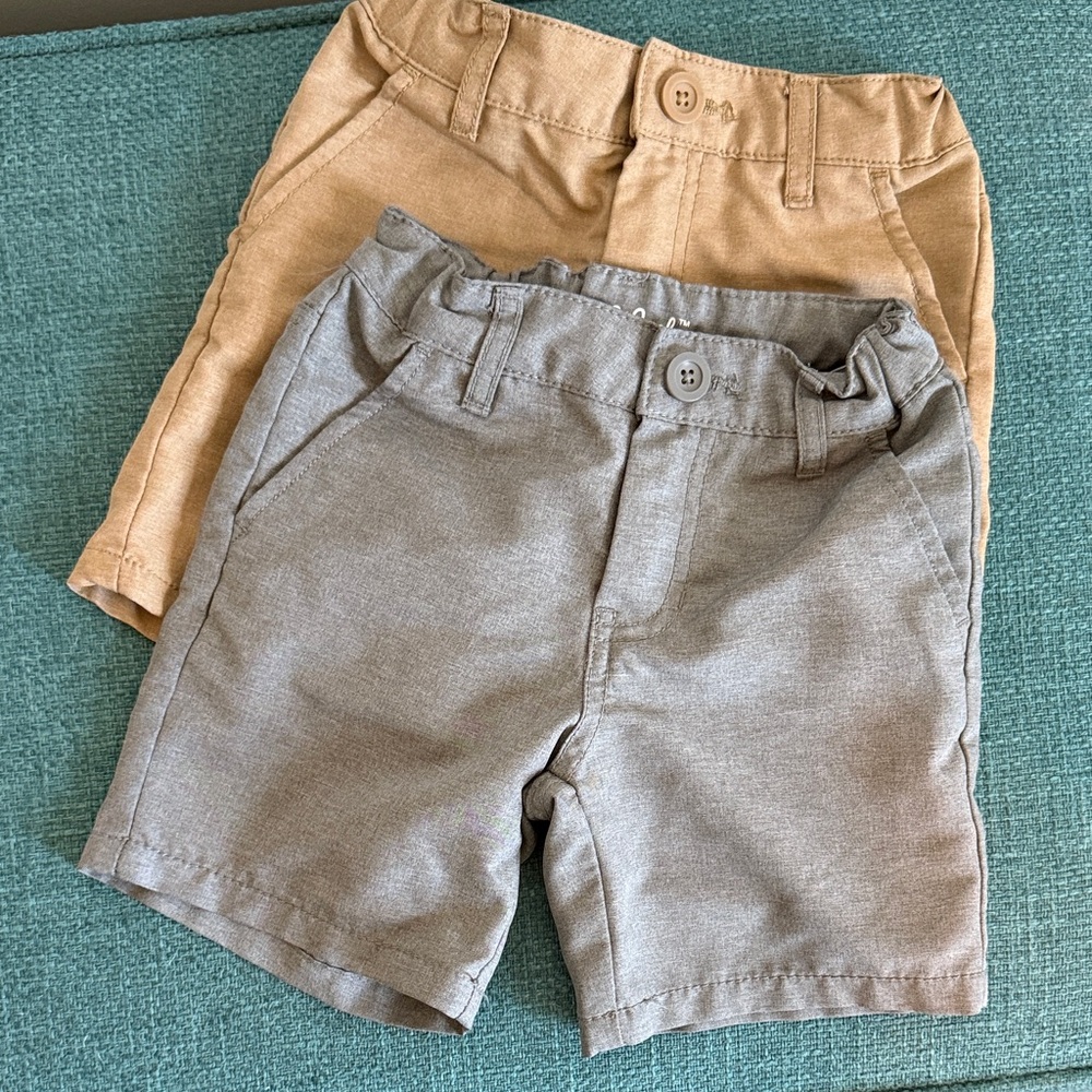 Kids Elastic-Waist Casual Shorts - Gray and Tan